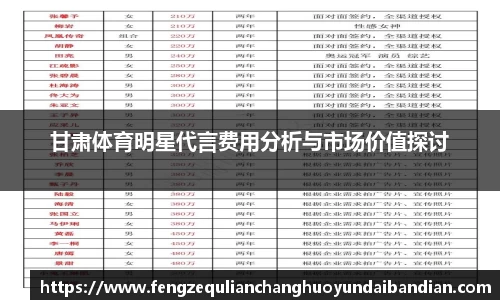 甘肃体育明星代言费用分析与市场价值探讨